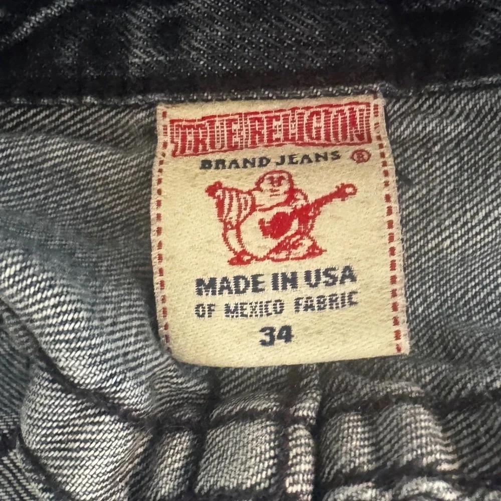 True Religion Ricky Straight Jeans Men 34 Blue Medium Wash Made in USA Horseshoe